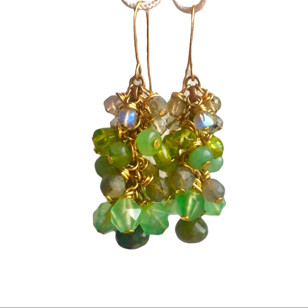 Graduated Green 14k Gold Clover Falls Earrings 🍀